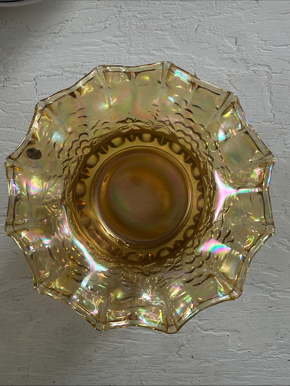 Fenton Iridescent Gold Glass Decorative Bowl - Home Art
